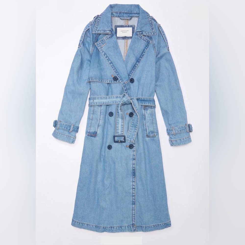 American Eagle Denim Trench Coat Size XL NWT